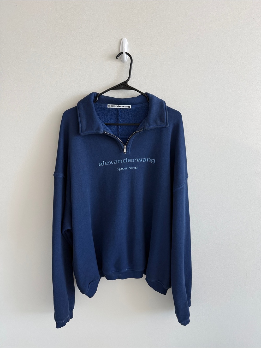 Alexander Wang Navy Quarter-Zip Pullover Sweatshirt